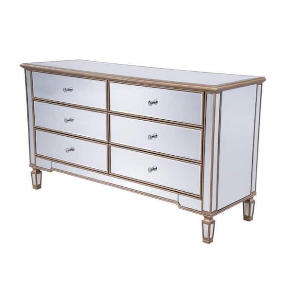 Unbranded 34 in. H x 60 in. W x 20 in. D Timeless Home 6-Drawer in Hand Rubbed Antique Gold Cabinet