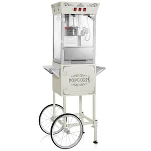 850 W 8 oz. Cream Movie Theater-Style Countertop Popcorn Machine with Cart