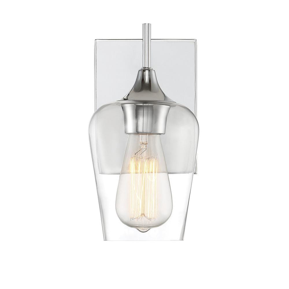 Octave 4.87 in. W x 9.5 in. H 1-Light Polished Chrome Wall Sconce with Clear Glass Shade price history on PriceWatchPro