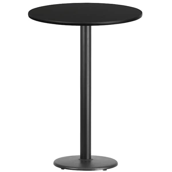 30" Round Black Laminate Table Top With Base Bar Height Restaurant Table 