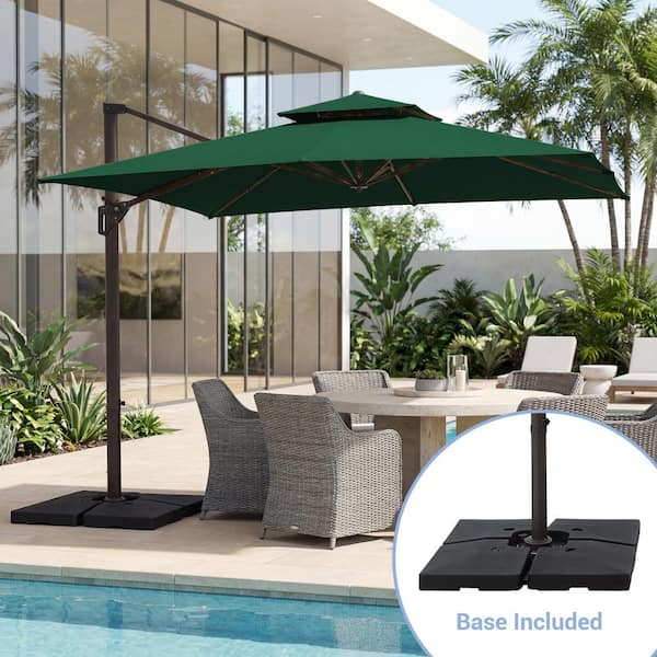 10x10 square patio umbrella 60 off JEAREY 10 ft. x 10 ft. Square Cantilever Patio Umbrella with Weighted Base in Dark Green