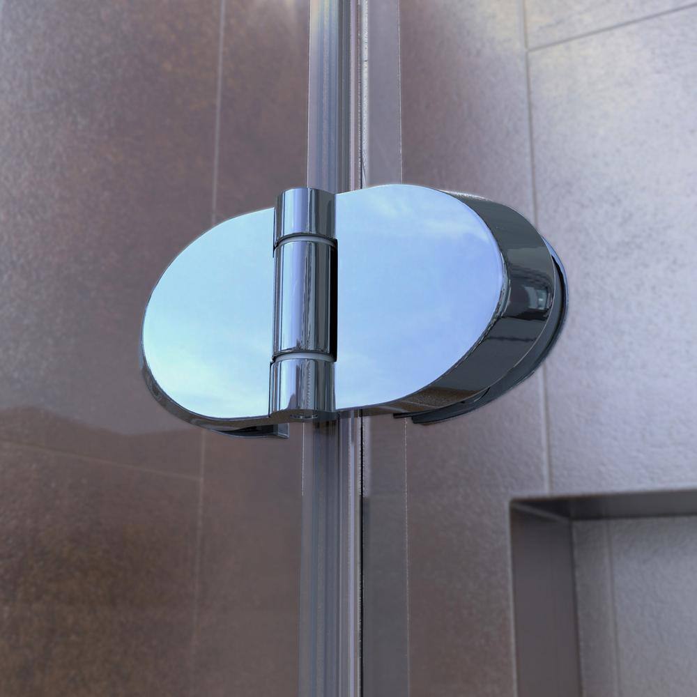 Aqua Fold 32" Chrome Frameless Hinged Shower Kit with Clear Glass
