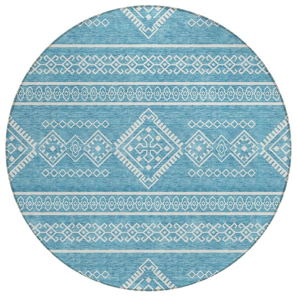Addison Rugs Chantille Machine Washable Indoor/Outdoor Abstract ACN901 Teal 8 ft. x 8 ft. Area Rug