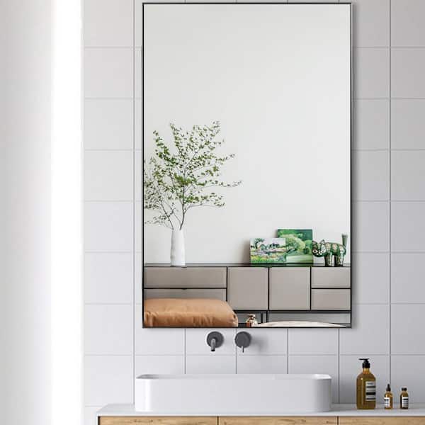 Neu Type 59 In X 39 Large Modern, Large Black Bathroom Mirror With Shelf