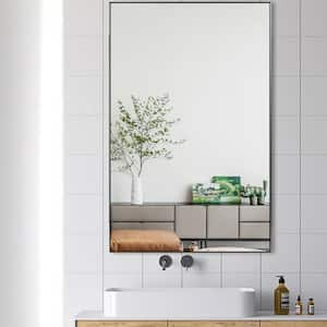 35 in. W x 59 in. H Large Rectangle Metal Framed Modern Wall Bathroom Vanity Mirror