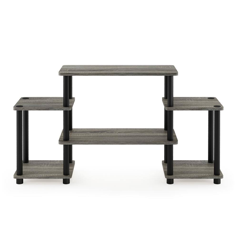 French Oak and Black Corner Entertainment Center with PVC Tubes