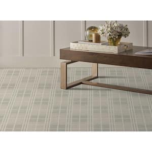 Checkerboard - Dew/Ivory - Green 12 ft. 27 oz. Wool Pattern Installed Carpet