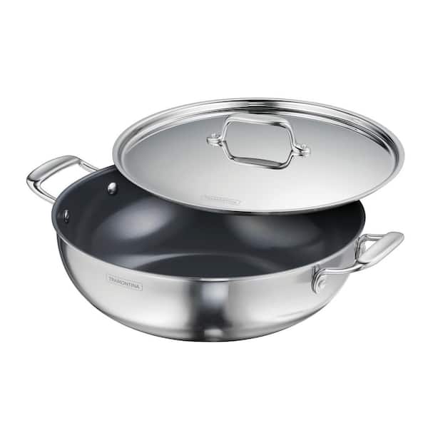 Utsava Tri-Ply Clad 6 Qt Covered Kadai with Ceramic Interior-Induction-Ready