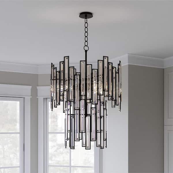Home Decorators Collection Madison 4-Light Aged Bronze Chandelier with Crystal Prisms
