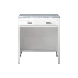 Addison 30.0 in. W x 23.5 in. D x 34.4 in H. Vanity Side Cabinet in Glossy White with Carrara Marble Top