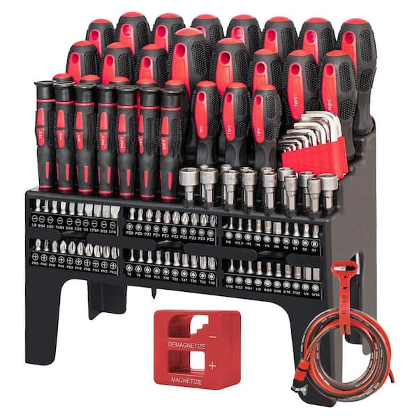 124-Piece Magnetic Screwdriver Set with Slotted Phillips Pozidriv Hex Torx Precision Ratcheting Nut Drivers