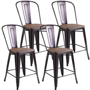 Copper Metal Dining Tolix Chair Counter Stool with Removable Backrest Set of 4