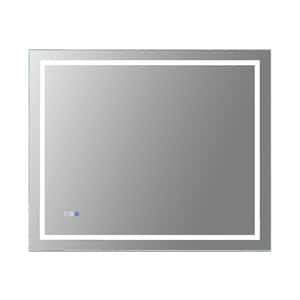 36 in. W x 30 in. H Large Rectangular Frameless Anti-Fog Dimmable Wall Bathroom Vanity Mirror in Silver