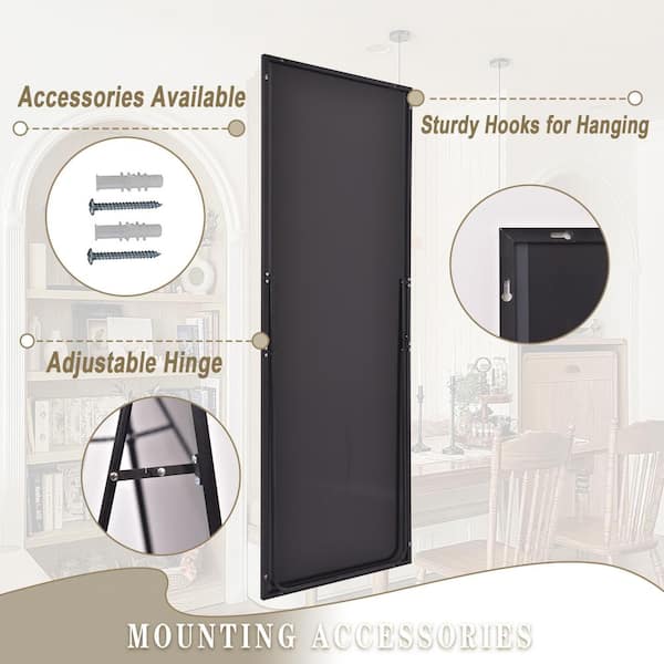 21 in. W x 63 in. H Rectangular Black Aluminum Alloy Framed Full Length Mirror Standing Floor Mirror