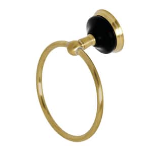 Water Onyx Wall Mount Towel Ring in Brushed Brass