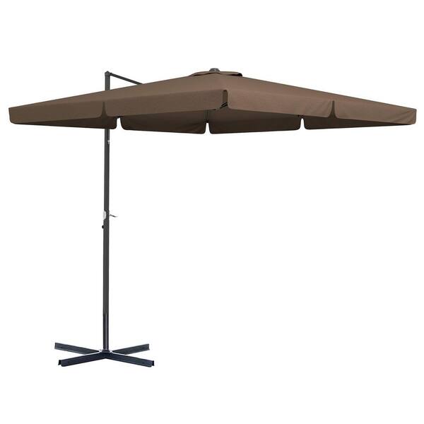 Sudzendf 10 ft. Aluminum Cantilever Square Offset Patio Umbrella in Brown, with Tilt, Crank, Cross Base, Pole and Air Vent