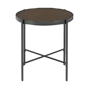 Carlo Round End Table with Wooden Top