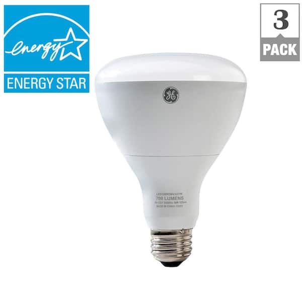 GE 65W Equivalent Soft White BR30 Dimmable LED Light Bulb (3-Pack)