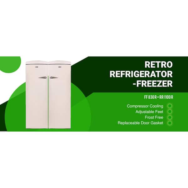 8.3 cu.ft. Energy star Classic Retro Upright Freezer-11 cu.ft. Classic Retro Refrigerator Set in Cream