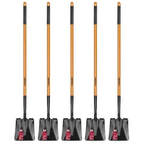 5-Piece 47 in. L Wood Handle Carbon Steel Transfer Shovel with Grip Garden Tool Set