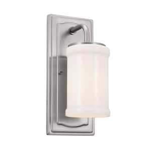Vetivene 1-Light Classic Pewter Bathroom Wall Sconce Light with Opal Glass