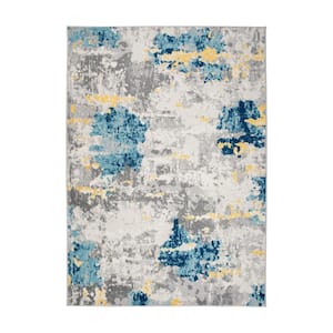 Transitional Distressed Modern Cream 3 ft. 3 in. x 5 ft. Area Rug