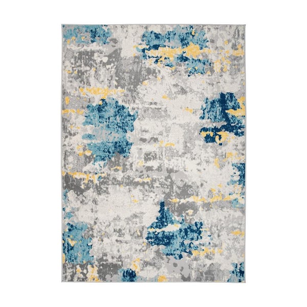 World Rug Gallery Transitional Distressed Modern Cream 5 ft. x 7 ft. Area Rug
