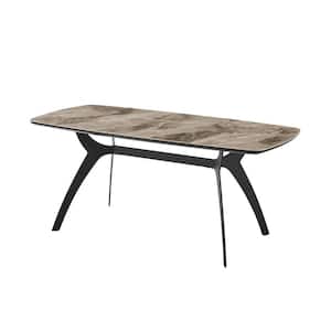 Andes 35 in. Grey/Black Ceramic and Metal Rectangular Dining Room Table