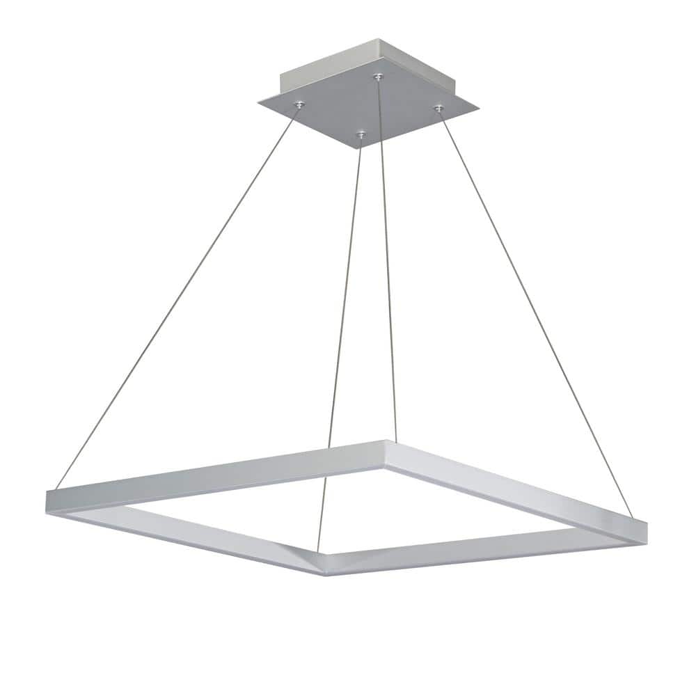 White Crystal 20-Inch Modern Square LED Chandelier