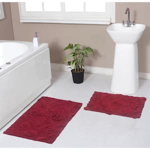 Modesto Bath Rug 100% Cotton Bath Rugs Set, 2-Piece Set(S+M), Red