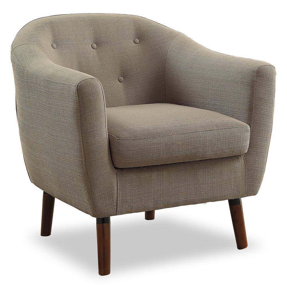 Lhasa Beige Textured Upholstery Barrel Back Accent Chair 1192BE The