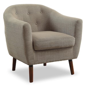 Lhasa Beige Textured Upholstery Barrel Back Accent Chair