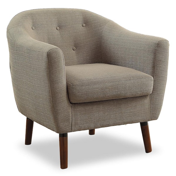 Lhasa Beige Textured Upholstery Barrel Back Accent Chair 1192BE - The ...