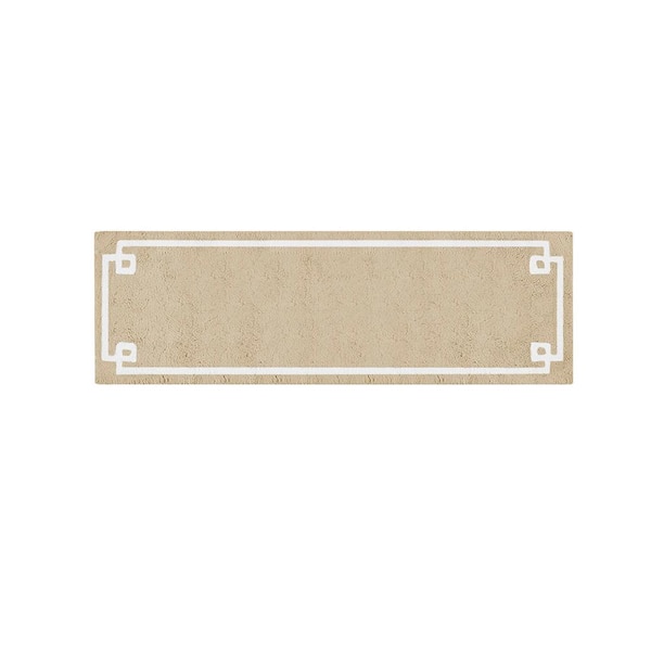 24 in. x 72 in. Taupe Bath Rug Cotton Tufted Plush Bath Mat
