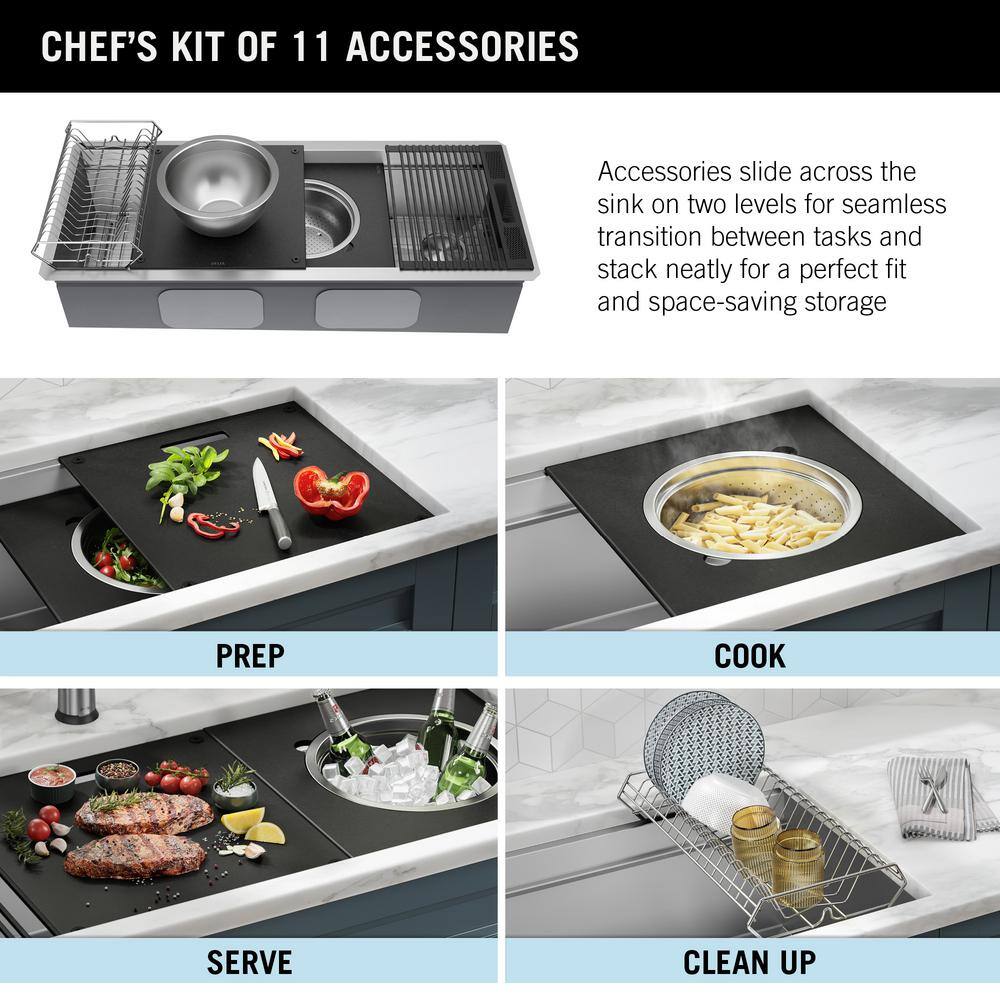 Delta Rivet 45" Stainless Steel Undermount Workstation Kitchen Sink