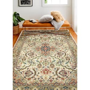 Buckingham Beige 5 ft. x 8 ft. (5'3" x 7'6") Floral Traditional Area Rug