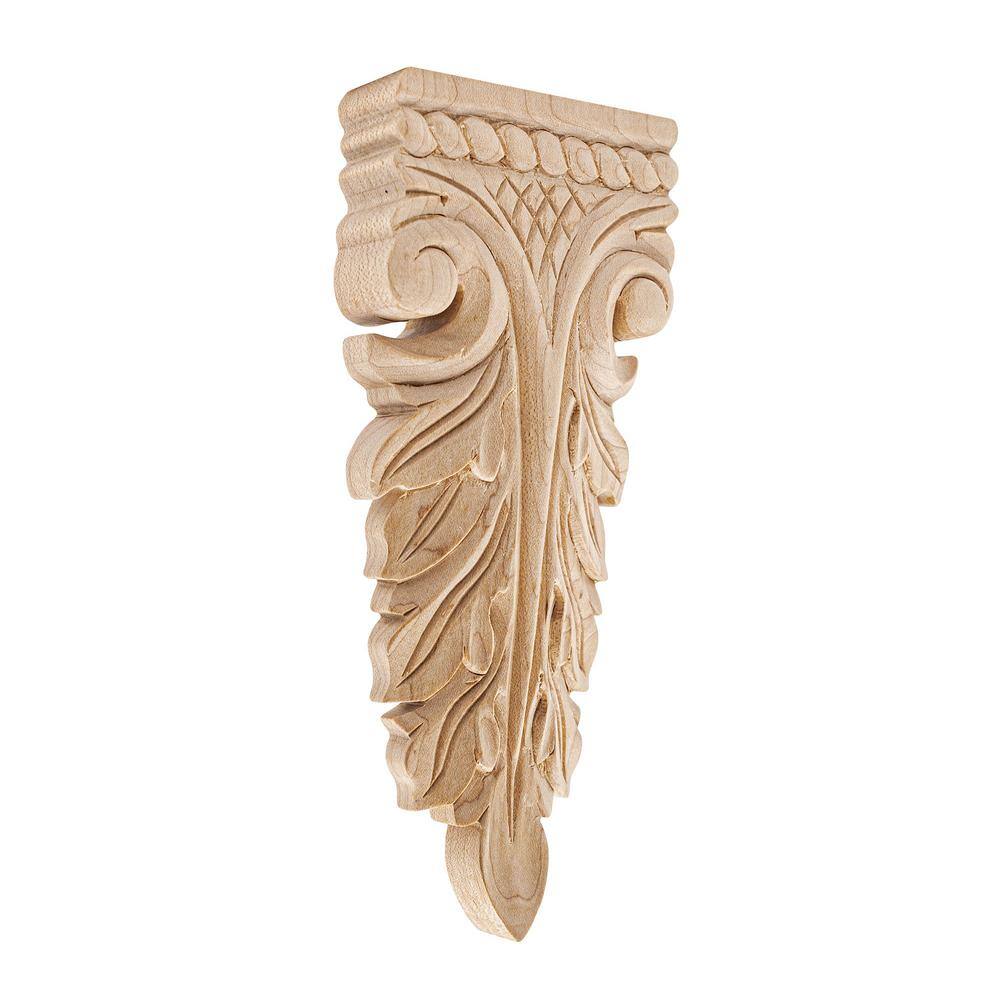 Hand Carved Unfinished Solid Wood Acanthus Applique