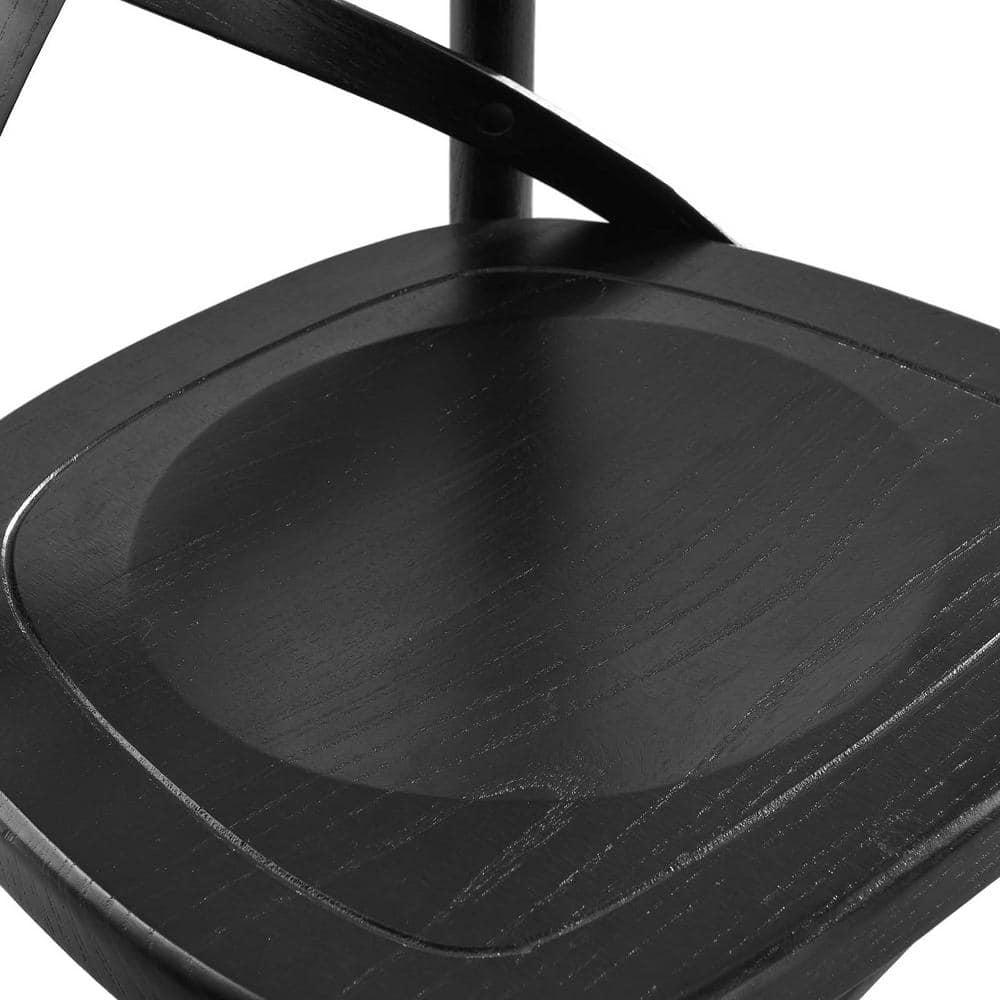 Modern Farmhouse Elm Wood Bar Stool with X-Brace Back in Black