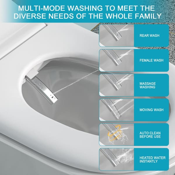 WELLFOR MT3 Elongated Heated Seat Bidet Toilet with LED Display and Night Light