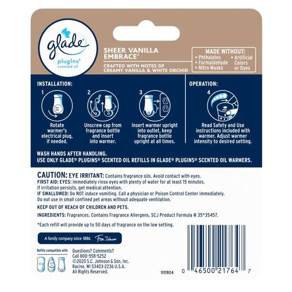 Glade PlugIns Spray Refill, Sheer Vanilla Embrace - 5 pack, 0.67 fl oz each