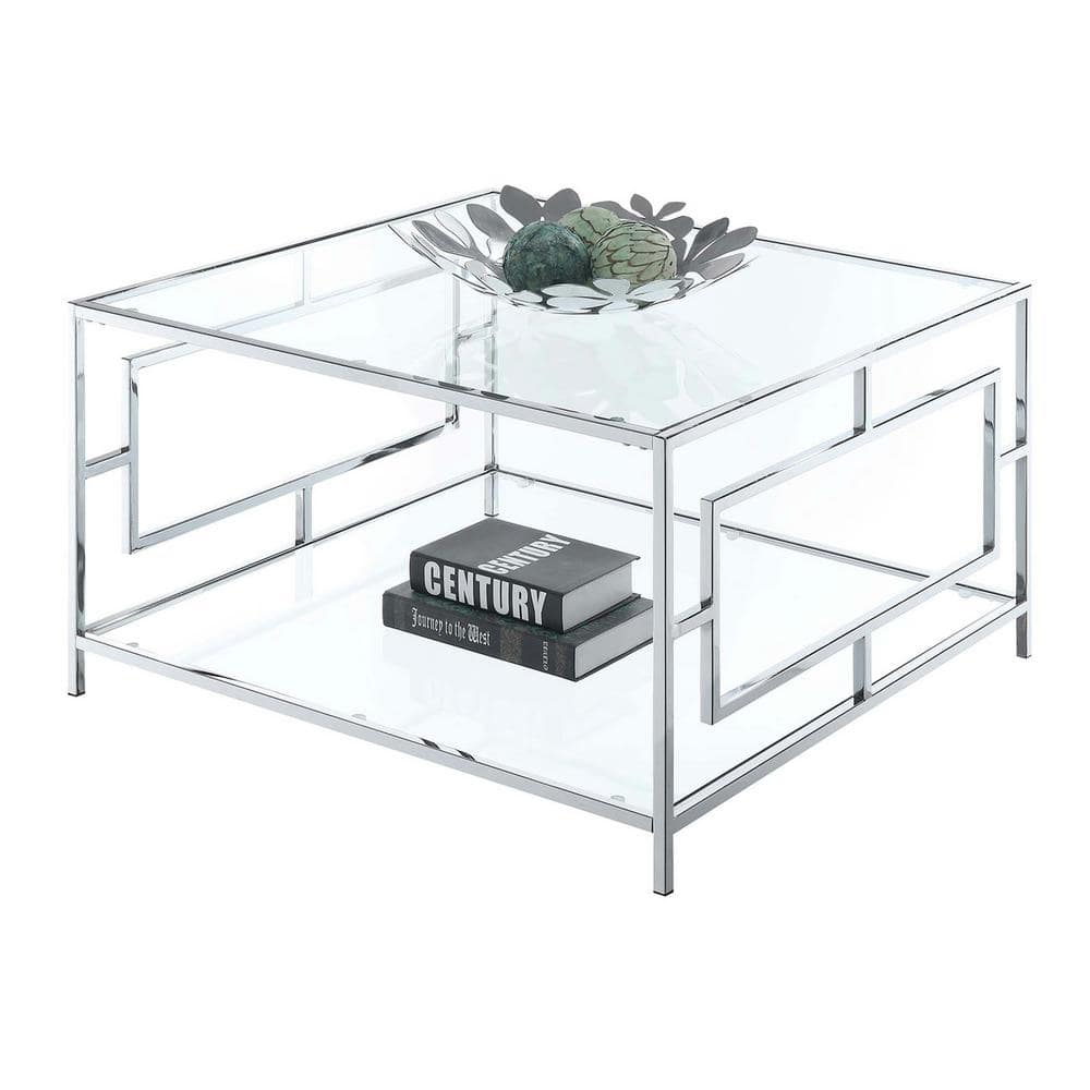 Chic Chrome and Clear Glass Square Coffee Table