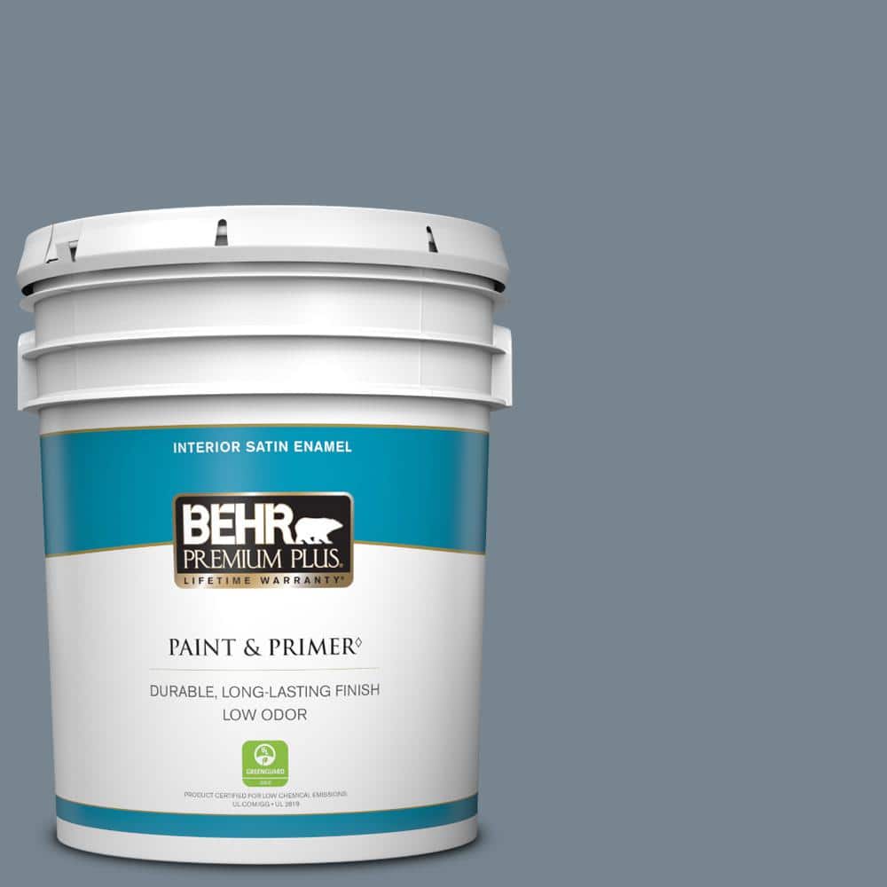 BEHR PREMIUM PLUS 5 gal. PPU1405 Forever Denim Satin Enamel Low Odor