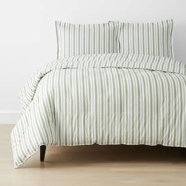 The Company Store Company Kids Vertical Stripes Moss Twin/Twin XL Organic Cotton Percale Comforter