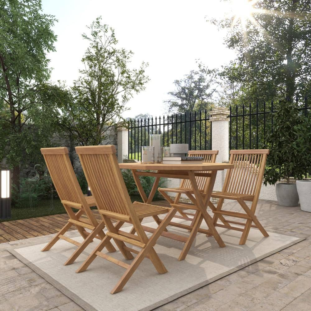 Traditional Teak 4-Person Octagonal Outdoor Dining Set