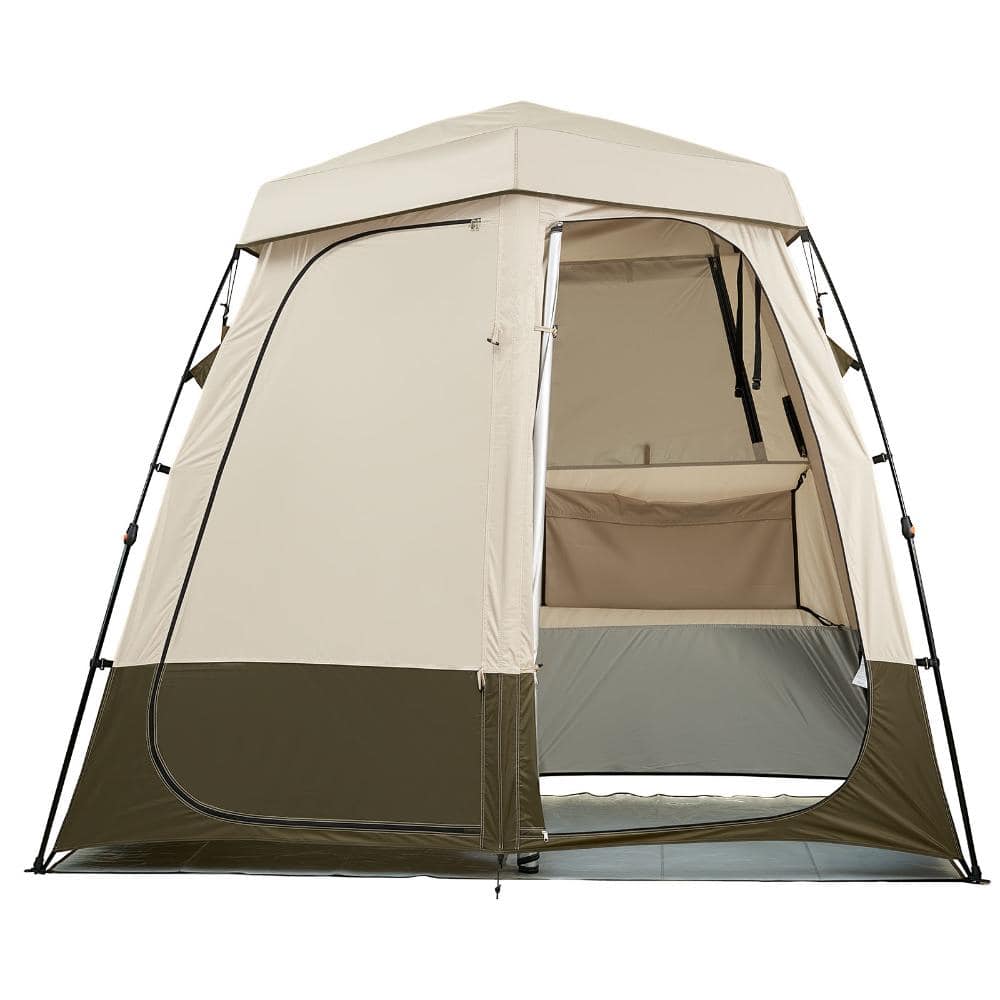 2-Room Foldable Privacy Tent with Ground Stakes, Ropes, Carry Bag