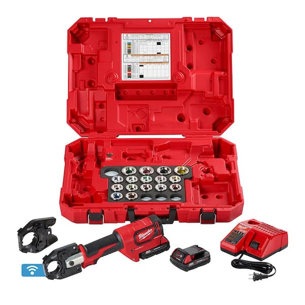 Milwaukee M18 18V Lithium-Ion Cordless FORCE LOGIC 600 MCM Crimper Kit with 750 MCM Expanded Jaw