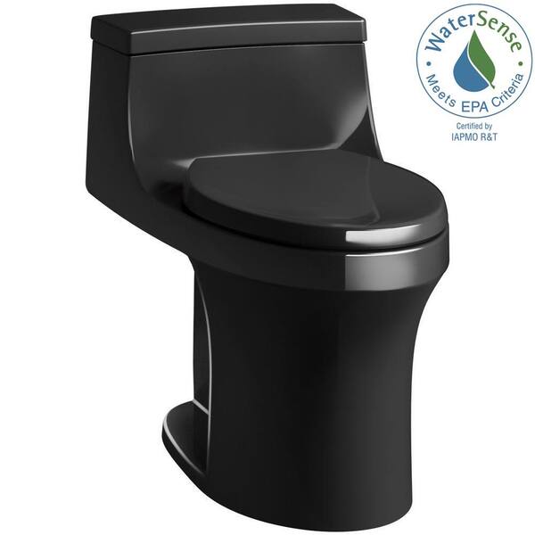 KOHLER San Souci 1-piece 1.28 GPF Single Flush Elongated Toilet in Black Black