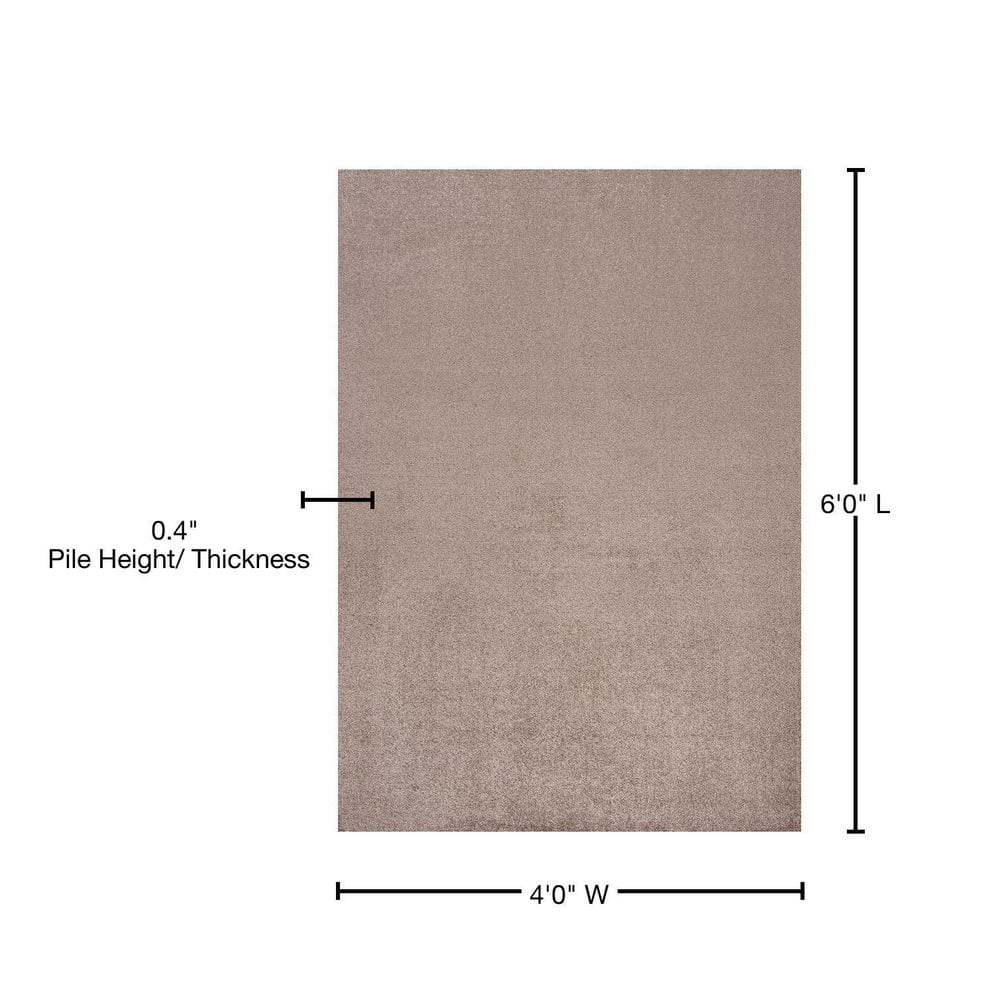 Brown Synthetic Low-Pile Reversible Area Rug, 4' x 6'