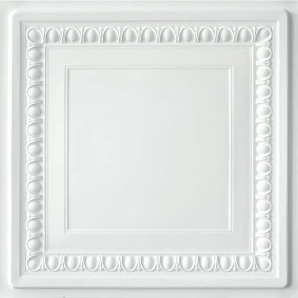 FROM PLAIN TO BEAUTIFUL IN HOURS Cambridge White Matte 2 ft. x 2 ft. PVC Glue Up or Lay In Faux Tin Ceiling Tile (200 sq. ft./case)