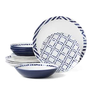 Harbor 12-Piece White Porcelain Dinnerware (Set Service For 4)